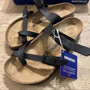Birkenstock Unisex Mayari Dual Strap Slide Sandals, Black, Ladies 6 mens 4